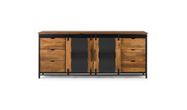 GINER Y COLOMER Buffet en bois de manguier et métal noir et naturel